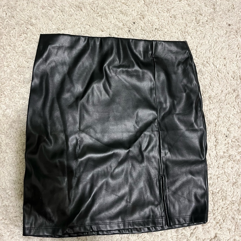 Black Faux Leather Skirt